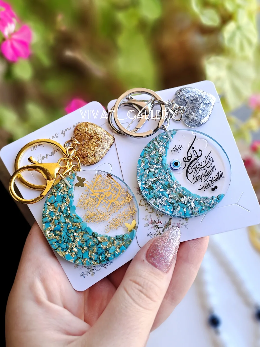 سرکلیدی و آویز کیف با سنگ فیروزه